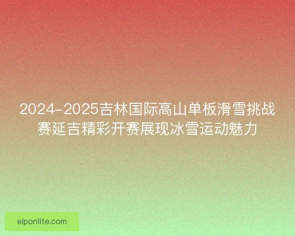 2024-2025吉林国际高山单板滑雪挑战赛延吉精彩开赛展现冰雪运动魅力 2024-2025吉林国际高山单板滑雪挑战赛延吉精彩开赛展现冰雪运动魅力
