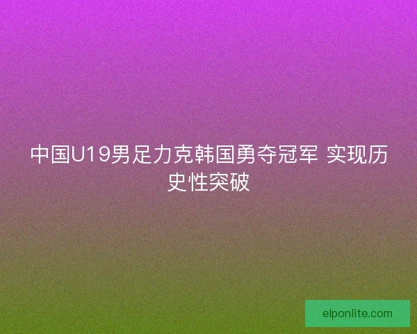 中国U19男足力克韩国勇夺冠军 实现历史性突破
