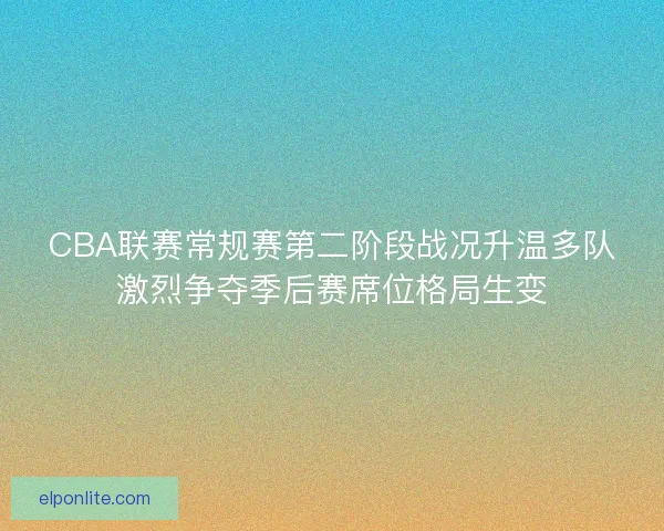 CBA联赛常规赛第二阶段战况升温多队激烈争夺季后赛席位格局生变